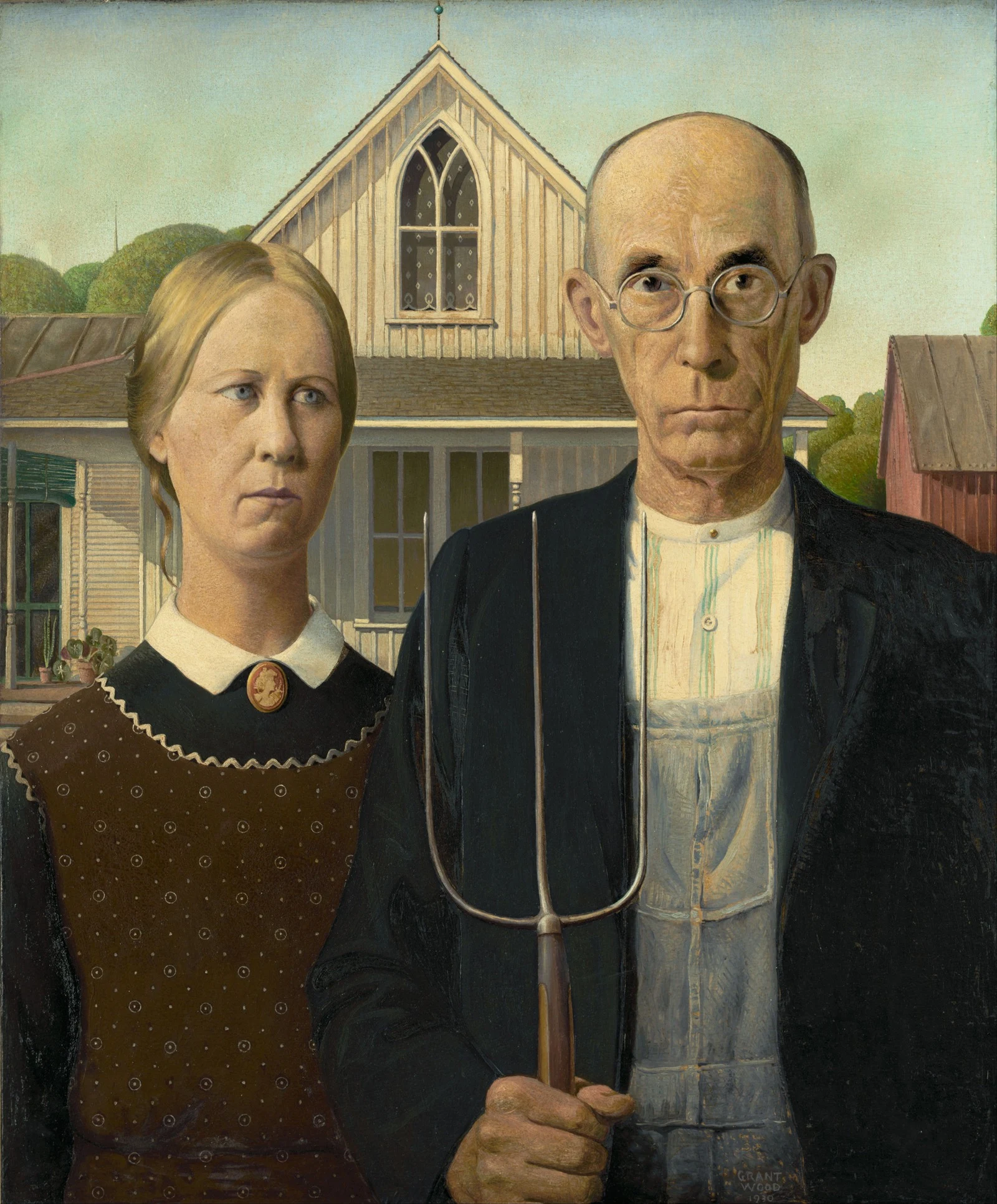 Grant Wood — American Gothic — całość