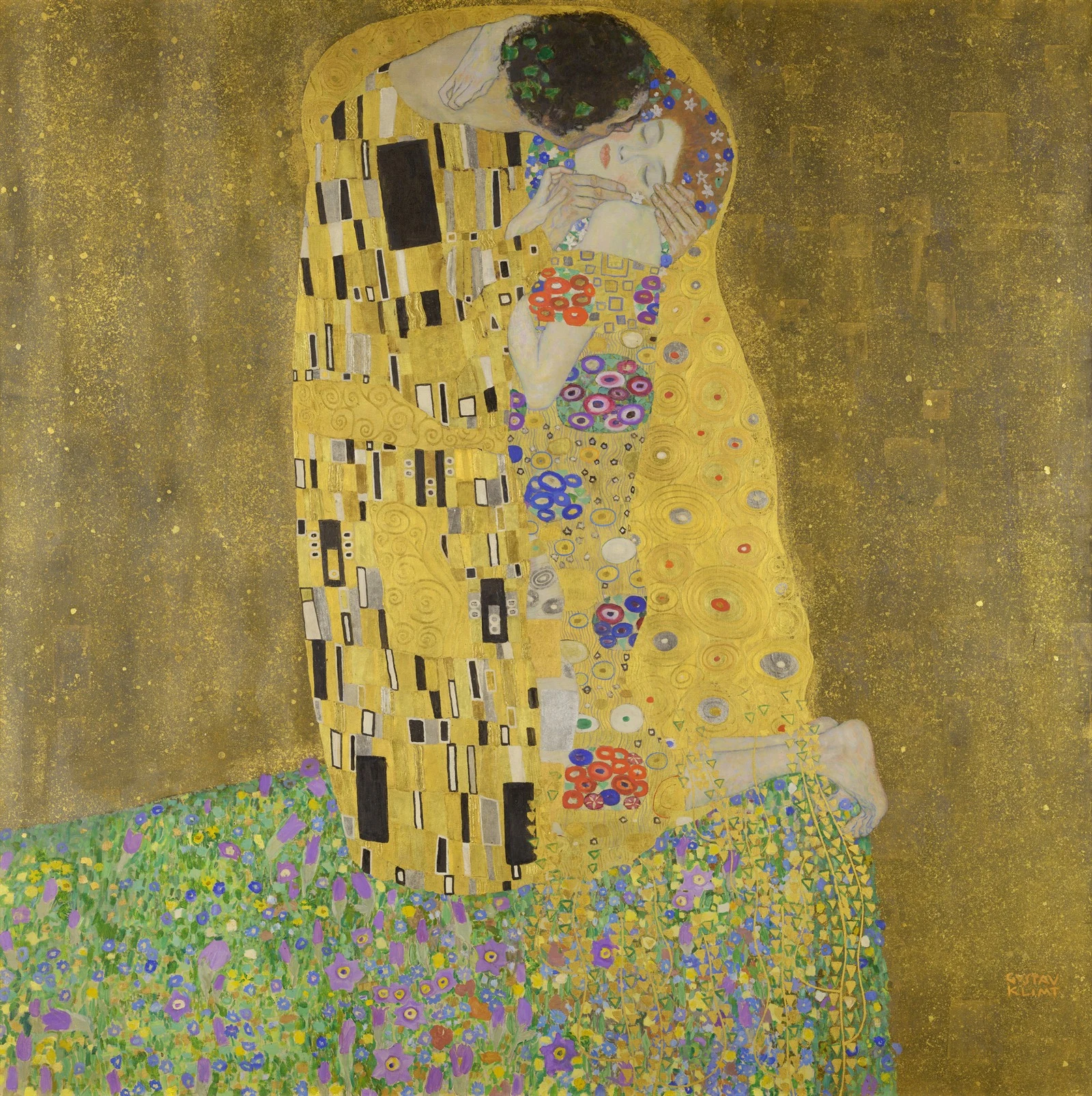 Gustav Klimt — Pocałunek — całość
